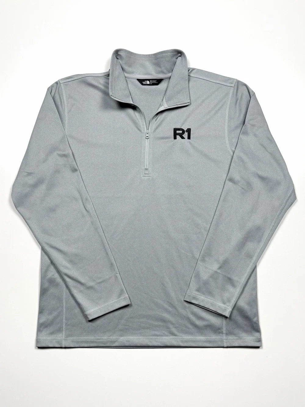 The North Face Men's L Gray Quarter Zip Pullover R1 Embroidered Performance